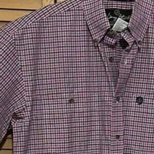 George Strait Wrangler Colab Short Sleeve Button Up Plaid Shirt SZ M/DONATIONCHA